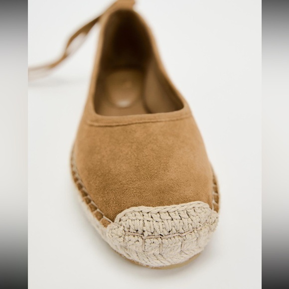 NEW Zara Suede Lace Up Espadrilles 7.5 - Picture 3 of 6